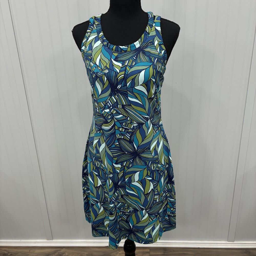 Title Nine Women's Small Blue Floral Sleeveless Built-in-Bra Athletic Dress
